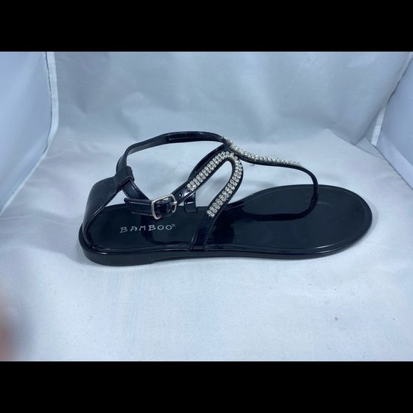 Black plastic rhinestone sandal - Picture 3 of 3